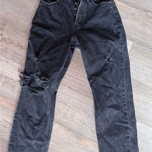 Abercrombie & Fitch Men's Distressed Charcoal Jeans